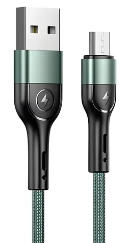 USAMS U55 SJ450 zelená / Datový kabel / Micro USB / Pletený / 1 m / 2A