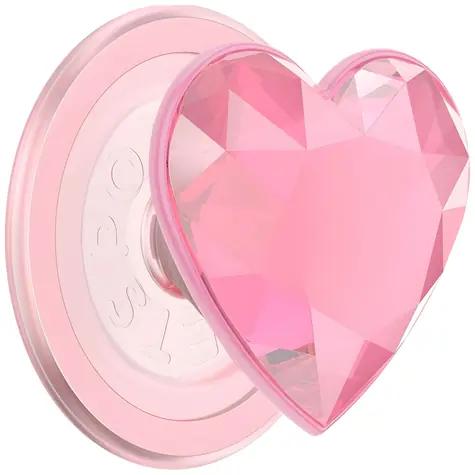 PopSockets Crystal Heart Grip MagSafe růžová / Držák na telefon / MagSafe / Krystalové srdce / Stojánek