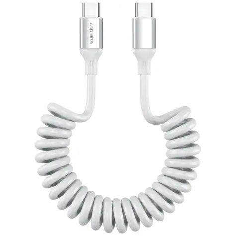 4smarts kabel USB-C na USB-C spirálový 240W bílá / Kabel / USB Power Delivery / 1,5 m