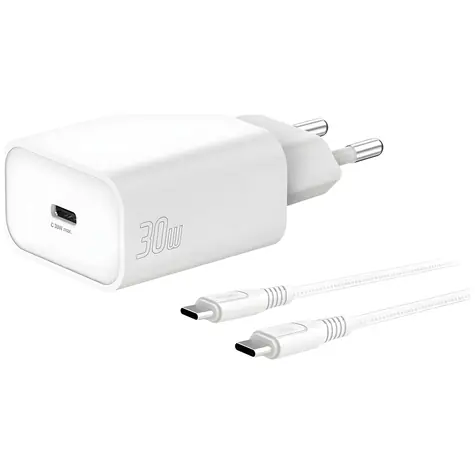 4smarts VoltPlug PD 30W bílá / Nabíječka / USB-C / v balení kabel USB-C 1,5 m