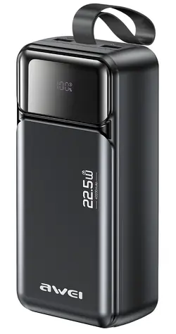 Awei PA-105 černá / Powerbanka / 40000mAh / PD 22,5W / 3x USB-C