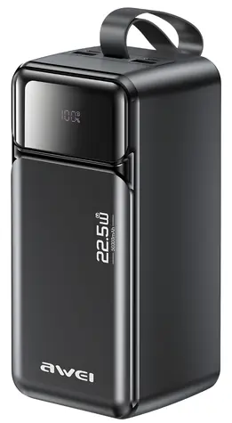 Awei PA-106 černá / Powerbanka / 50000mAh / PD 22,5W / 3x USB-C / 2x USB-A