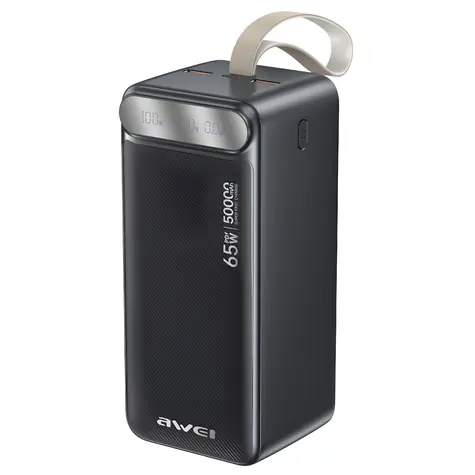 Awei PA-81 černá / Powerbanka / 50 000 mAh / PD 65W / 2x USB-A/USB-C