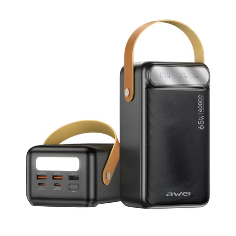 Awei PA-82 černá / Powerbanka / 60 000 mAh / PD 65W / 2x USB-A / USB-C