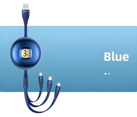 USAMS U69 modrá / Datový kabel / 3v1 Lightning/microUSB/USB-C / 1 m
