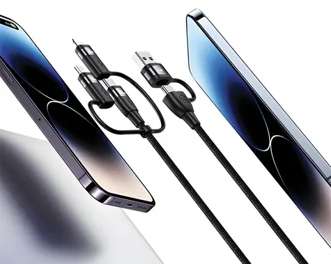 USAMS SJ645U U85 fialová / Datový kabel / 6v1 / USB-C, USB, Lightning, Micro-USB / 100W PD / 1,2 m