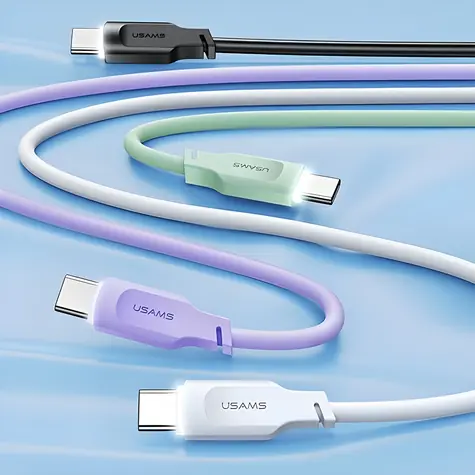USAMS SJ568 Lithe zelená / Datový kabel USB-C / 66W / 6A / 1,2 m / LED indikátor