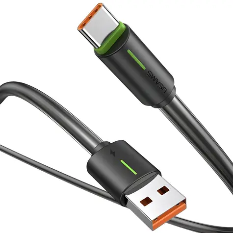 USAMS US-SJ732 YR Series černá / Kabel / USB-C/USB-C / 1 m / 3 A / 480 Mbps
