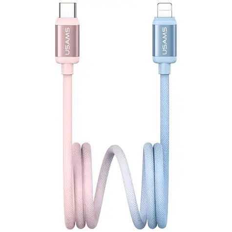 USAMS SJ757 modro-růžová / Datový kabel / USB-C - Lightning / PD 30W / 1,2 m