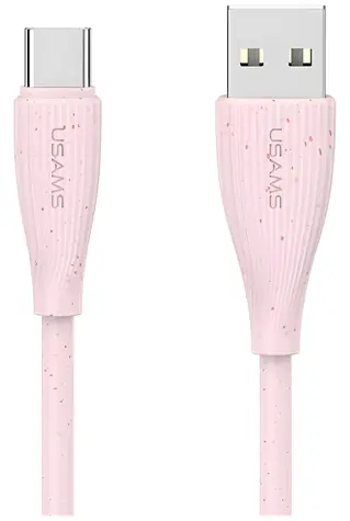 USAMS Green Series SJ714 růžová / Dobíjecí a datový kabel / USB-A na USB-C / 1m / 18W/3A