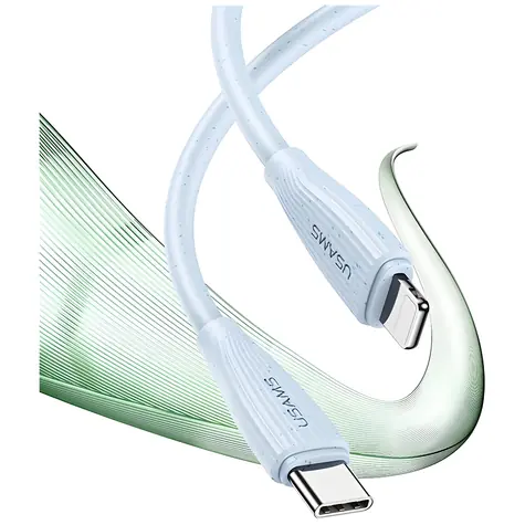 USAMS Green Series SJ717 bílá / Datový kabel / USB-C - Lightning / 1m / 30W