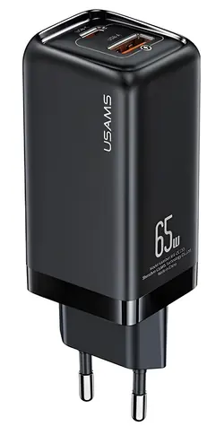 USAMS T47 černá / Nabíječka / 65W PD3.0 / QC / 1x USB-C / 1x USB-A