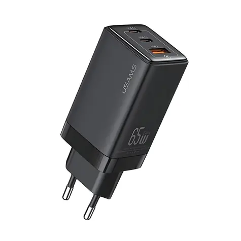 USAMS Sandru US-CC180 černá / Síťová nabíječka / GaN / 65W / 2x USB-C / USB-A / PD / QC3.0