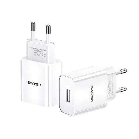 USAMS T18 bílá / Nabíječka / 1x USB / 2.1A