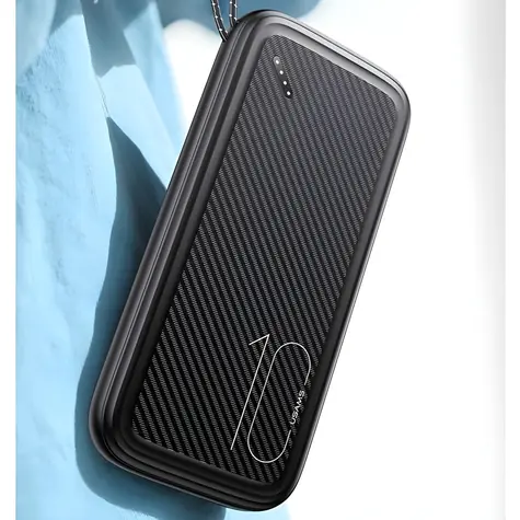 USAMS PB56 černá / Powerbanka / 10 000 mAh / 2x USB / USB-C / MicroUSB