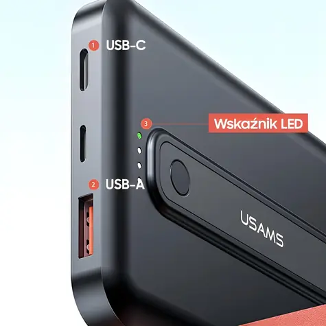 USAMS US-CD173 PB64 černá / Powerbanka / 10000mAh / Bezdrátové nabíjení / PD 20W + QC3.0