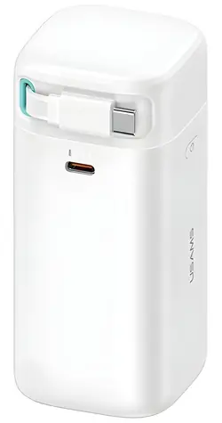 USAMS XMF Series Powerbanka výsuvný kabel USB-C bílá / Power Bank / 18000 mAh / PD 45W / 2x USB-C