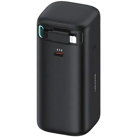 USAMS XMF Series Powerbanka výsuvný kabel Lightning černá / Power Bank / 18000 mAh / PD 45W / USB-C + Lightning