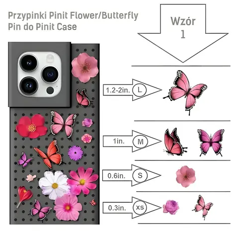 Pinit Dynamic Case + Flower/Butterfly Pin černá / Pouzdro / Apple iPhone 14 Pro Max 6.7
