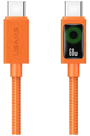 USAMS SJ773 oranžová / Datový kabel / USB-C - USB-C / PD 60W / 1,2 m