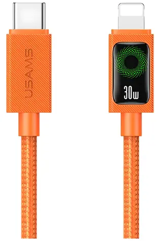 USAMS SJ774 oranžová / Datový kabel / USB-C - Lightning / 1,2 m / 30W PD