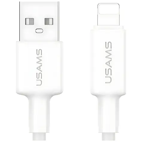 USAMS U90 bílá / Datový kabel / USB-A - Lightning / 2,4 A / 1 m