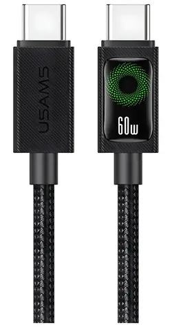 USAMS U92 černá / Nabíjecí a datový kabel / USB-C - USB-C / 60W PD / 1,2m