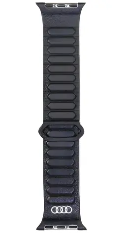 Audi Logo Magnetic Ring kožený řemínek černá / Řemínek / Apple Watch 40/41/42 mm / Magnetický uzávěr