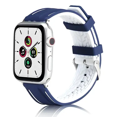 Beline Solid Silicone tmavě modro-bílý / Pásek pro Apple Watch / 42/44/45/49 mm