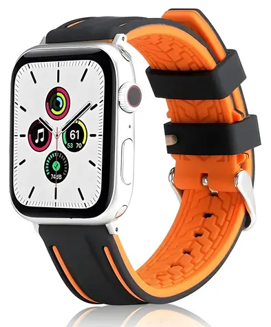 Beline Solid Silicone oranžovo-černý / Pásek pro Apple Watch / 42/44/45/49 mm