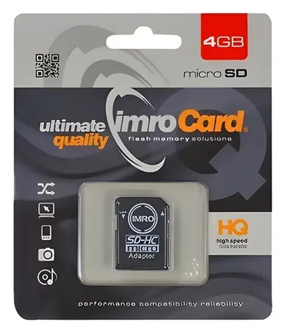 IMRO microSDHC karta 4GB + SD adaptér / Paměťová karta / Class 10 / UHS-I / čtení 60 MB/s