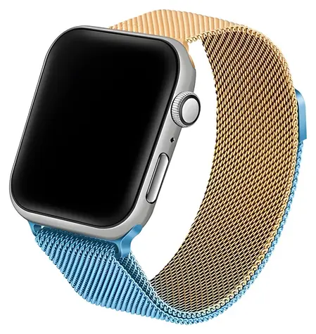 Beline Steel Collection modro-zlatá / Řemínek pro Apple Watch / 42/44/45/49 mm / nerezová ocel / magnetický