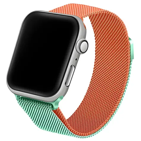 Beline Steel Collection zeleno-oranžová / Řemínek pro Apple Watch / 42/44/45/49 mm / nerezová ocel / magnetický