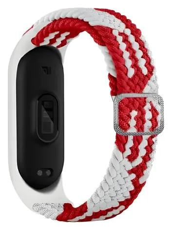 Beline Textilní řemínek Mi Band 7/6/5 červeno-bílá / Řemínek / Textilní