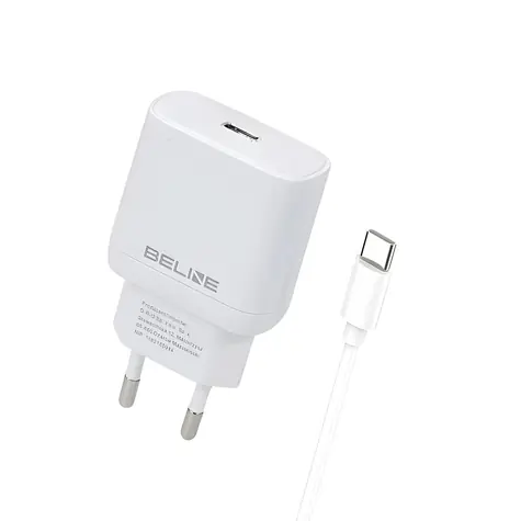 Beline GaN 25W bílá / Síťová nabíječka / 1x USB-C / PD 3.0 / kabel USB-C 1m