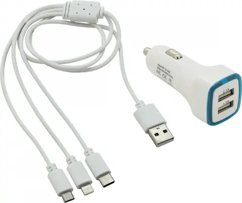 Compass Autonabíječka USB 3v1 2,1A / Autonabíječka / iPhone, Micro USB, USB-C