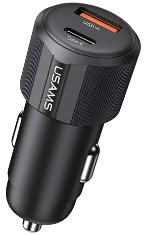 USAMS YT Series CC283 černá / Autonabíječka / 60W / 1x USB-A + 1x USB-C
