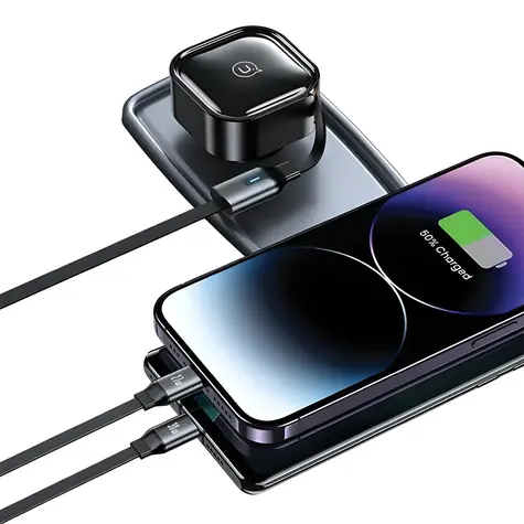 USAMS US-CC220 USB-C+Lightning černá / Autonabíječka / smršťovací kabel / PD 30W / 2v1
