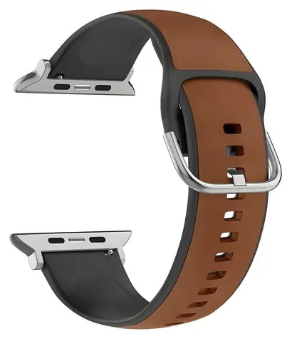 Beline Silico Leather hnědo-černá / Řemínek pro Apple Watch / 42/44/45/49 mm / silikon/eko-kůže