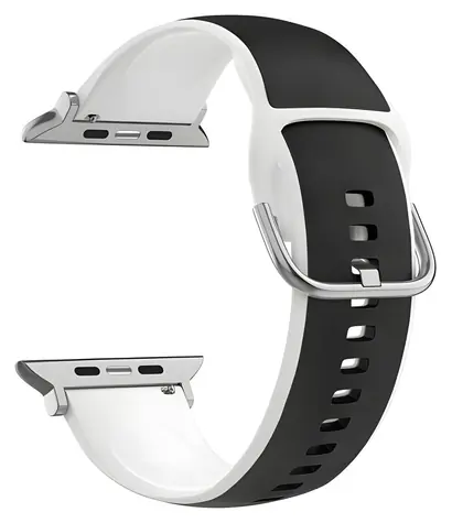 Beline Silico Leather černo-bílá / Řemínek pro Apple Watch / 42/44/45/49 mm / silikon/eko-kůže