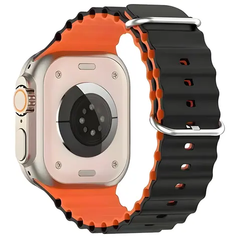 Beline Silicone Waves černo-oranžový / Řemínek pro Apple Watch / 38/40/41 mm