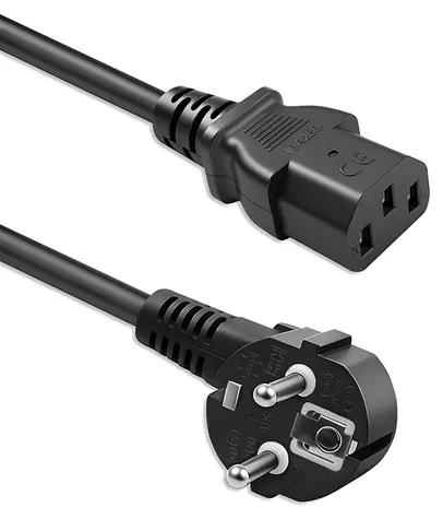 Napájecí kabel Schuko - IEC C13 pravoúhlý 2 m / Napájecí kabel / CEE7/7 - IEC C13 / 3x0,75 mm2 / měď