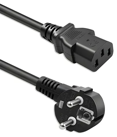 Napájecí kabel Schuko - C13 pravoúhlý / Napájecí kabel / CEE7/7 - IEC C13 / 3x1,0 mm2 / 2 m