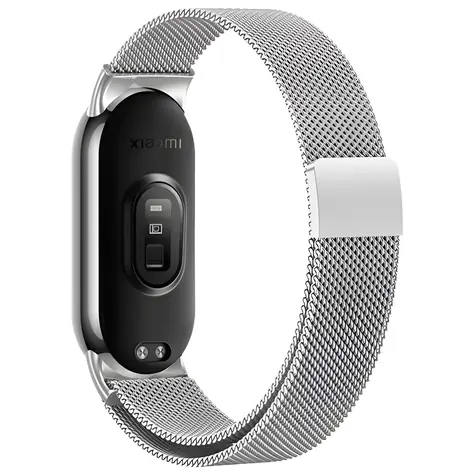 Beline Magnetic stříbrná / Řemínek / Xiaomi Mi Band 10/9/8 / magnetický / kovový