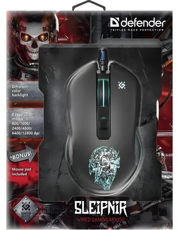 SLEIPNIR GM-927 černá / Herní myš / drátová / optická / 12800 DPI / 5 tlačítek / RGB podsvícení