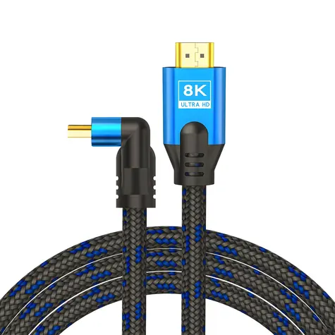 CL-147 HDMI 2.1 lomený modro-černá / Kabel / 8K / Ethernet + 3D / Zlacené konektory / 1,8 m
