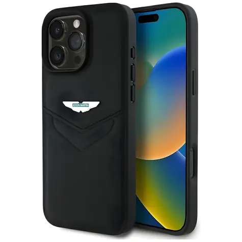 Aston Martin HC Leather Victory Design černá / Zadní kryt / Kožený / Apple iPhone 16 Pro Max