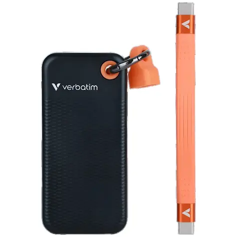 Verbatim Pocket SSD 512GB černá/oranžová / Externí SSD / USB-C 3.2 Gen 2 / R: 1000 MB/s / W: 1000 MB/s