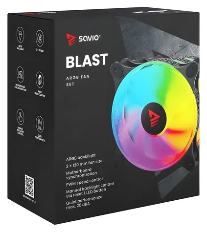 BLAST 120mm ARGB / Ventilátor / 120 mm / ARGB podsvícení / 3-pin 5V + 4-pin 12V