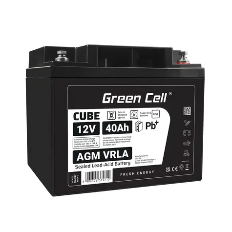 Green Cell AGM VRLA 12V 40Ah / Olověný akumulátor / IP54
